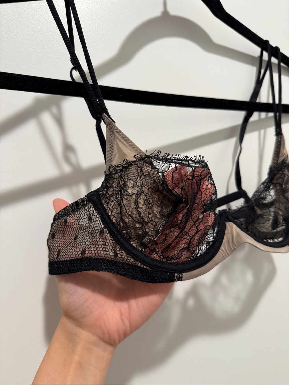 La Perla Sheer Lace Underwire Bra in Black and Nude